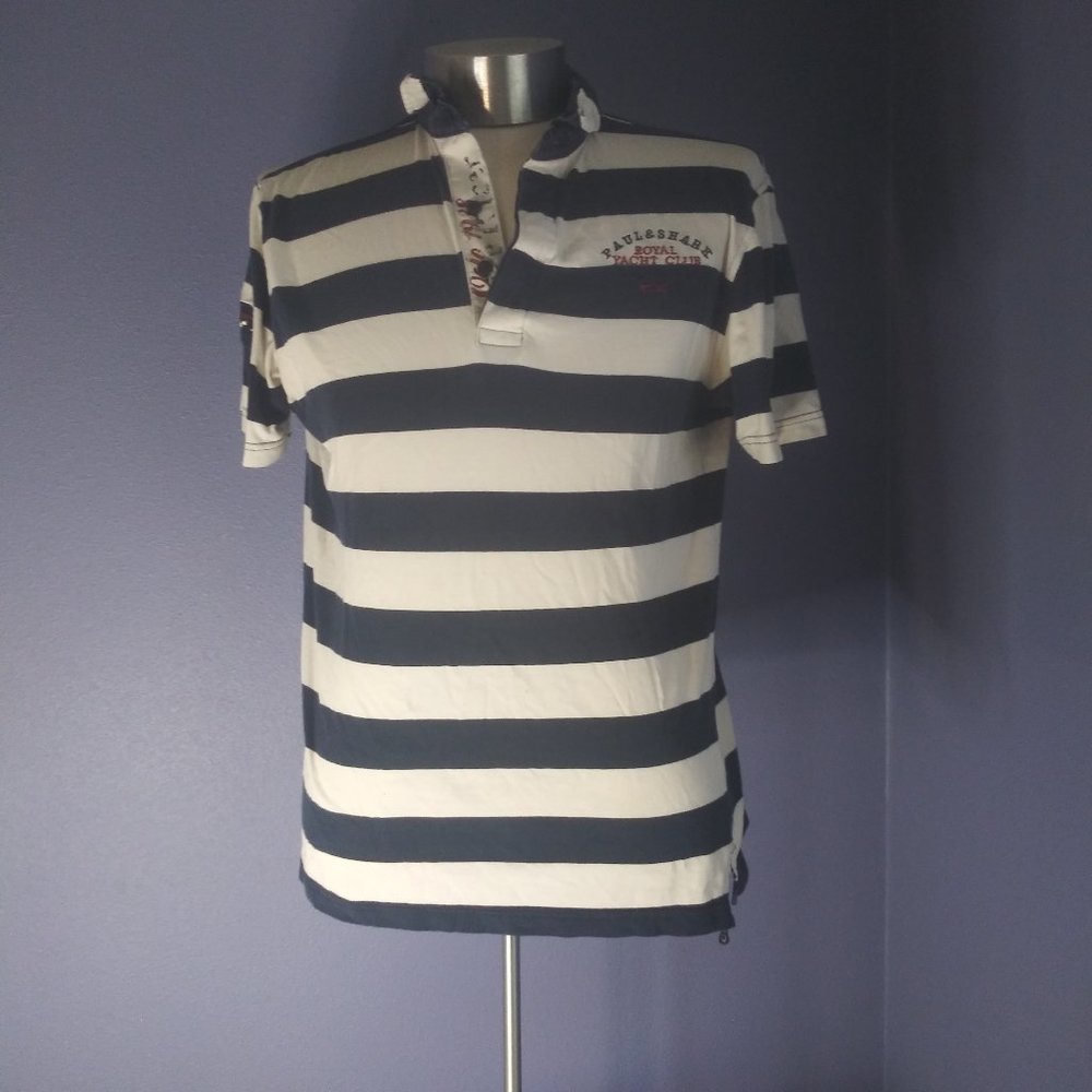 Paul and Shark Oslo 1938 Royal Yacht Club Navy White  Polo Made In Italy  XL VGC